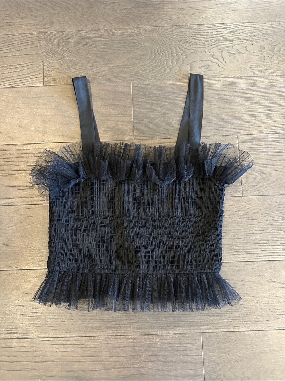 Forever 21 Black Smocked Ruffle Tank Top